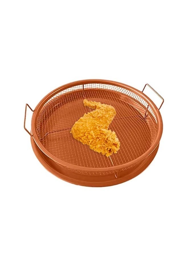 صينية تحمير مكوَّن من سلة شبك مرتفعة وصينية خبز دائرية يمنحك بطاطس وفراخ مقرمشة في الفرن بدون زيت تقريبًا، حيث يدور الهواء الساخن 360 درجة حول الأكل لقرمشة مثالية مع دهون أقل. - Image 2